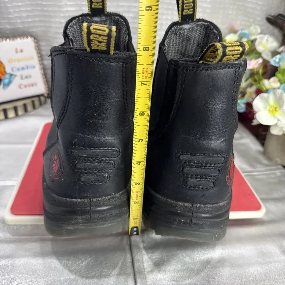 (P5)ROCKROOSTER wide work boots w/steel toe, slip-on, leather safety boots, S/13